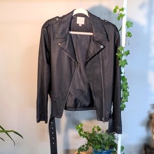 3/$20 Silence and Noise size medium M vegan leather jacket black zippers belt